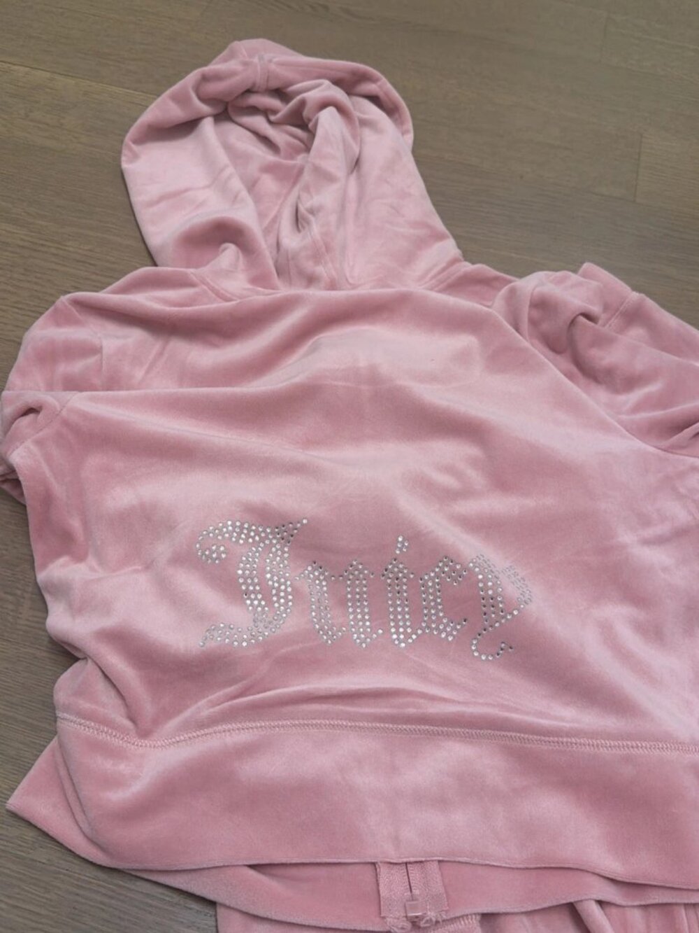 Juicy Couture Pink Velour Rhinestone Pants Hoodie Tracksuit Set Medium M NWT